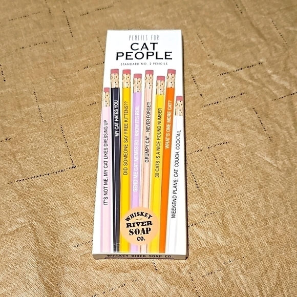 Whiskey River Soap Co. Cat People standard No. 2 Pencils set of 8 NWT - Picture 1 of 6